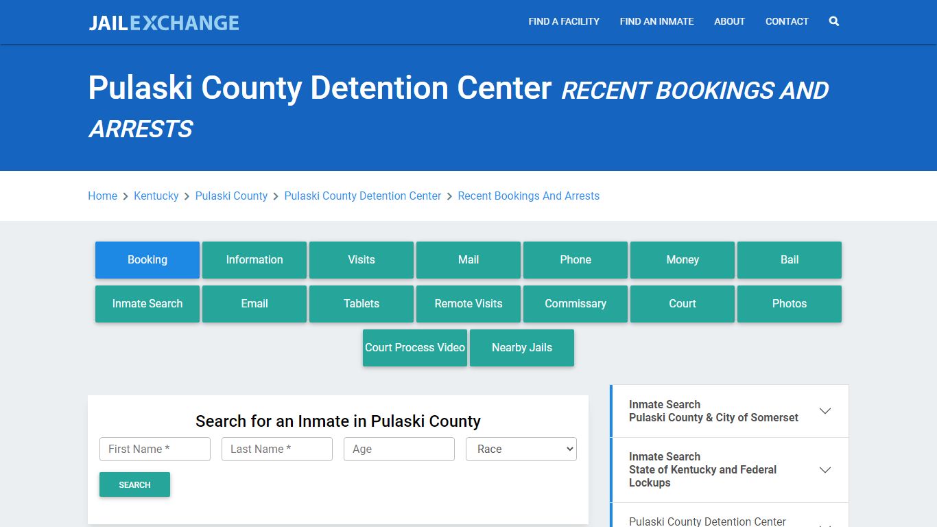 Pulaski County Detention Center Recent Bookings And Arrests - Jail Exchange